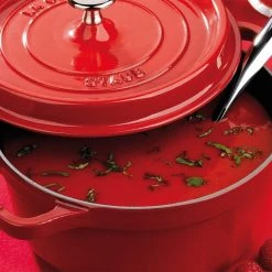Best Pirce ✨ Staub 4 Qt. Round Cocotte/Dutch Oven | Cherry Red ❤️ -Le Creuset Shop 1102406 2