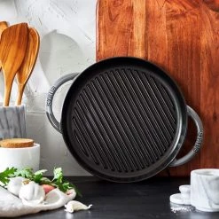 Budget ???? Staub 10" Cast Iron Pure Grill Pan | Graphite Grey ???? -Le Creuset Shop 1203018 ls 01