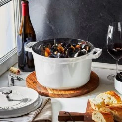 Promo ???? Staub 5 Qt Tall Cocotte | White ???? -Le Creuset Shop 12502402 ls 02