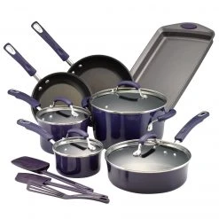 Buy ❤️ Rachael Ray Purple Gradient 14 Piece Enamel Cookware Set ⌛