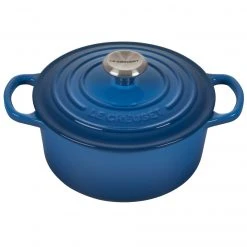 Cheap ???? Le Creuset 2 Qt. Round Signature Cast Iron Dutch Oven With Stainless Steel Knob | Marseille Blue ????