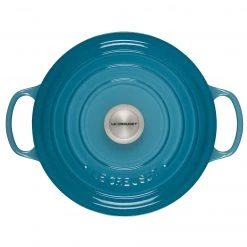Brand new ⌛ Le Creuset 5.5 Qt. Round Signature Cast Iron Dutch Oven With Stainless Steel Knob | Caribbean Blue ???? -Le Creuset Shop 2617ss c