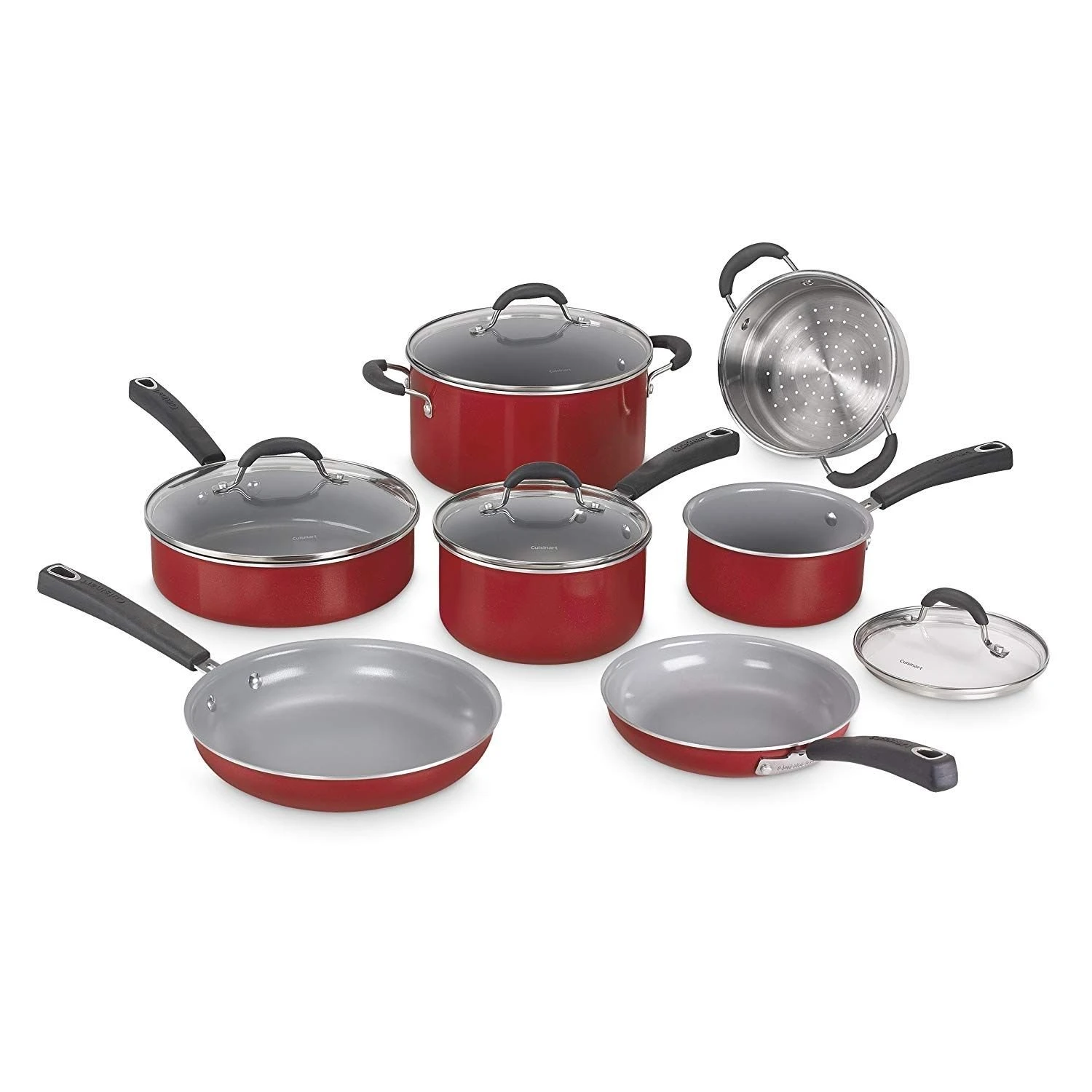 Discount ⌛ Cuisinart Advantage Ceramica XT 11-Piece Cookware Set | Red ???? 3 Discount ⌛ Cuisinart Advantage Ceramica XT 11-Piece Cookware Set | Red ????