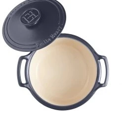 Discount ???? Emile Henry 4-Quart Sublime Stewpot | Indigo ???? -Le Creuset Shop 664740 sublime dutch oven top open