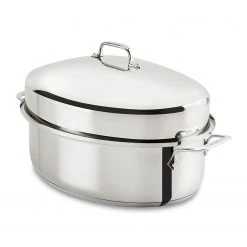 New ???? All-Clad Stainless Steel Covered Oval Roaster & Rack | 10 Qt. ????