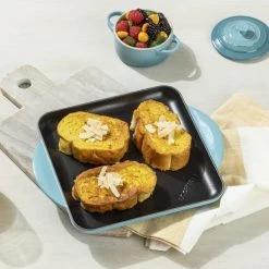 Flash Sale ???? Le Creuset 9.5" Square Signature Enameled Cast Iron Griddle Pan | Caribbean Blue ???? -Le Creuset Shop cargriddle5