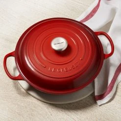 Best Sale ???? Le Creuset 3.5 Qt. Signature Enameled Cast Iron Braiser With Stainless Steel Knob | Cerise/Cherry Red ???? -Le Creuset Shop cer3