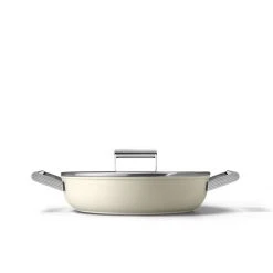 Cheapest ???? SMEG 4 Qt. Nonstick Deep Pan With Lid | Cream ????