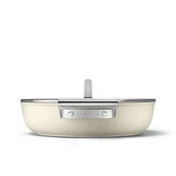 Cheapest ???? SMEG 4 Qt. Nonstick Deep Pan With Lid | Cream ???? -Le Creuset Shop ckfd2811crm 5