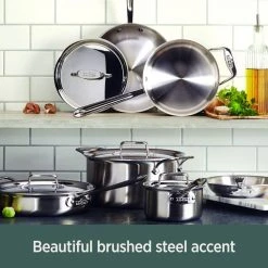 Outlet ???? All-Clad D5 Brushed Stainless Steel Dutch Oven & Lid | 5.5 Qt. ⭐ -Le Creuset Shop d55 1