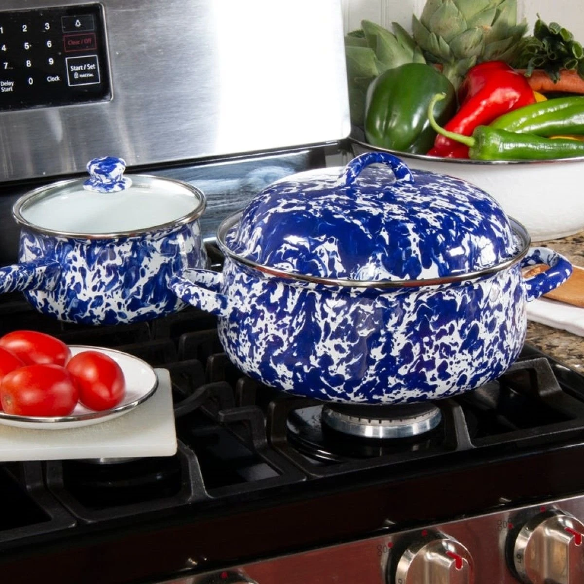 Discount ⭐ Golden Rabbit Enamelware 4 Qt. Dutch Oven | Cobalt Swirl ???? 5 Discount ⭐ Golden Rabbit Enamelware 4 Qt. Dutch Oven | Cobalt Swirl ???? - Image 3