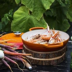 Brand new ???? Le Creuset 3.5 Qt. Signature Enameled Cast Iron Braiser With Stainless Steel Knob | Flame Orange ???? -Le Creuset Shop flame1