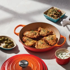 Wholesale ???? Le Creuset 2.25 Qt. Signature Enameled Cast Iron Braiser With Stainless Steel Knob | Flame Orange ???? 12 Wholesale ???? Le Creuset 2.25 Qt. Signature Enameled Cast Iron Braiser With Stainless Steel Knob | Flame Orange ???? -Le Creuset Shop flamebraise