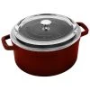 Best Pirce ⌛ Staub 4 Qt. Round Cocotte/Dutch Oven With Glass Lid | Grenadine ???? -Le Creuset Shop grenadine 1