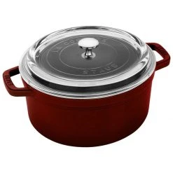 Best Pirce ⌛ Staub 4 Qt. Round Cocotte/Dutch Oven With Glass Lid | Grenadine ????