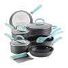 New ???? Rachael Ray 11-Piece Hard Anodized Cookware Set | Light Blue ???? -Le Creuset Shop hardblue1