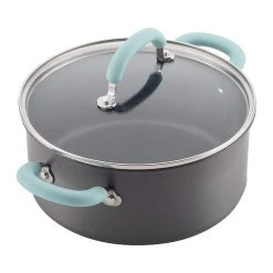 New ???? Rachael Ray 11-Piece Hard Anodized Cookware Set | Light Blue ???? -Le Creuset Shop hardblue6