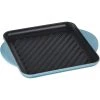 Buy ⭐ Le Creuset 9.5" Square Signature Enameled Cast Iron Grill Pan | Caribbean Blue ????