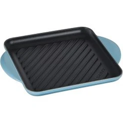 Buy ⭐ Le Creuset 9.5" Square Signature Enameled Cast Iron Grill Pan | Caribbean Blue ????