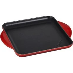 Best deal ⭐ Le Creuset 9.5" Square Signature Enameled Cast Iron Griddle Pan | Cerise/Cherry Red ????