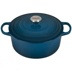 Best Sale ???? Le Creuset 5.5 Qt. Round Signature Cast Iron Dutch Oven With Stainless Steel Knob | Deep Teal ????