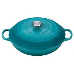 Discount ❤️ Le Creuset 5 Qt. Signature Enameled Cast Iron Braiser With Stainless Steel Knob | Caribbean Blue ????