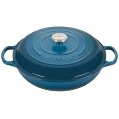 Hot Sale ???? Le Creuset 5 Qt. Signature Braiser With Stainless Steel Knob | Deep Teal ????