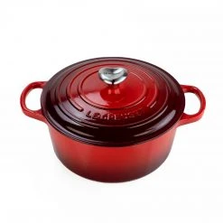 Deals ???? Le Creuset 3.5 Qt. Round Signature Dutch Oven With Stainless Steel Heart Knob | Cerise/Cherry Red ⌛
