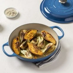 Best Pirce ???? Le Creuset 3.5 Qt. Signature Enameled Cast Iron Braiser With Stainless Steel Knob | Marseille Blue ⌛ -Le Creuset Shop mars 1