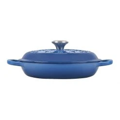 Promo ???? Le Creuset 2.25 Qt. Signature Braiser With Stainless Steel Knob | Noel (Marseille Blue) ???? -Le Creuset Shop noelbraiser6
