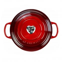 Deals ???? Le Creuset 3.5 Qt. Round Signature Dutch Oven With Stainless Steel Heart Knob | Cerise/Cherry Red ⌛ -Le Creuset Shop overhead