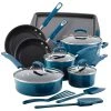Flash Sale ???? Rachael Ray Marine Blue 14 Piece Enamel Cookware Set ???? -Le Creuset Shop rachael ray 14 piece cookware set marine blue