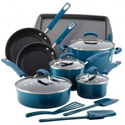 Flash Sale ???? Rachael Ray Marine Blue 14 Piece Enamel Cookware Set ????