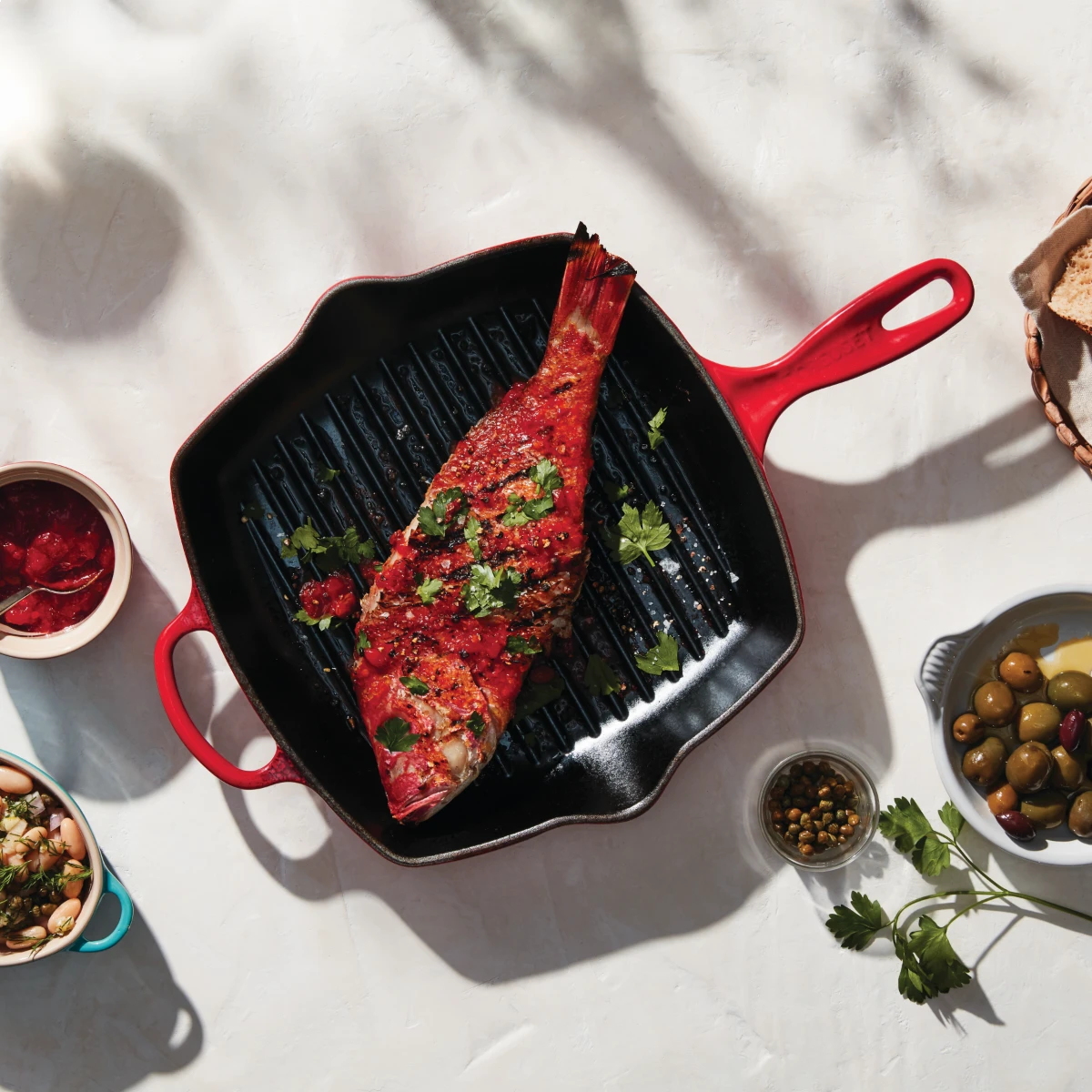 Best Sale ???? Le Creuset 10.25" Square Signature Cast Iron Grill Skillet | Cerise/Cherry Red ⌛ 4 Best Sale ???? Le Creuset 10.25" Square Signature Cast Iron Grill Skillet | Cerise/Cherry Red ⌛ - Image 2