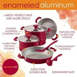 Discount ???? Rachael Ray 8-Piece Enameled Stacking Cookware Set | Red Shimmer ???? 16 Discount ???? Rachael Ray 8-Piece Enameled Stacking Cookware Set | Red Shimmer ???? -Le Creuset Shop redshim12
