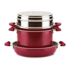 Discount ???? Rachael Ray 8-Piece Enameled Stacking Cookware Set | Red Shimmer ???? 18 Discount ???? Rachael Ray 8-Piece Enameled Stacking Cookware Set | Red Shimmer ???? -Le Creuset Shop redshim8
