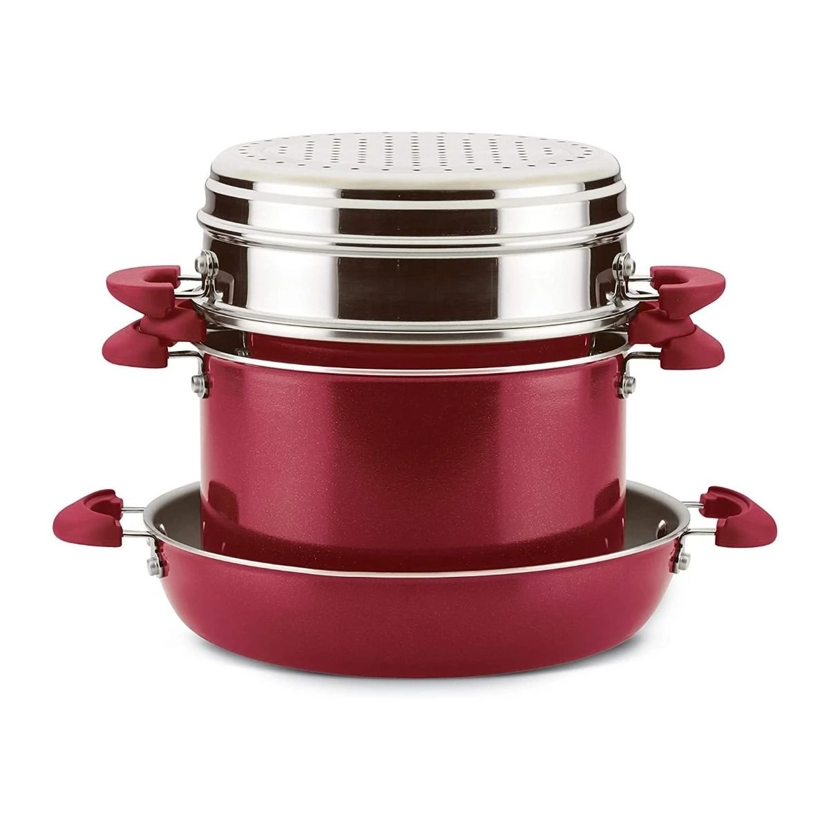 Discount ???? Rachael Ray 8-Piece Enameled Stacking Cookware Set | Red Shimmer ???? 7 Discount ???? Rachael Ray 8-Piece Enameled Stacking Cookware Set | Red Shimmer ???? - Image 5