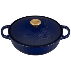 New ???? Le Creuset 2.5Qt Signature Cocotte Eiffel Tower Collection | Indigo Blue ????