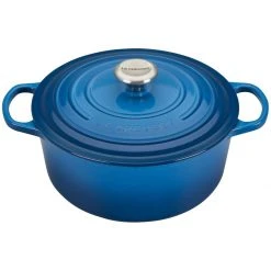 Budget ⭐ Le Creuset 5.5 Qt. Round Signature Cast Iron Dutch Oven With Stainless Steel Knob | Marseille Blue ⌛