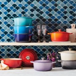 Brand new ⌛ Le Creuset 5.5 Qt. Round Signature Cast Iron Dutch Oven With Stainless Steel Knob | Caribbean Blue ???? -Le Creuset Shop rs11049 lca q1 rainbowrdo ret 2