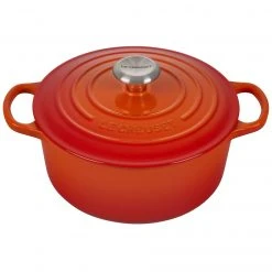 Hot Sale ???? Le Creuset 4.5 Qt. Round Signature Dutch Oven With Stainless Steel Knob | Flame Orange ????
