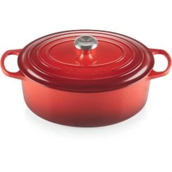 Discount ⭐ Le Creuset 6.75 Qt. Oval Signature Dutch Oven With Stainless Steel Knob | Cerise/Cherry Red ????