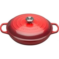 Best Sale ???? Le Creuset 3.5 Qt. Signature Enameled Cast Iron Braiser With Stainless Steel Knob | Cerise/Cherry Red ????