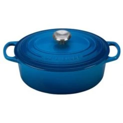 Best Pirce ❤️ Le Creuset 2.75 Qt. Oval Signature Dutch Oven With Stainless Steel Knob | Marseille Blue ????