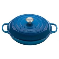 Promo ???? Le Creuset 5 Qt. Signature Enameled Cast Iron Braiser With Stainless Steel Knob | Marseille Blue ????
