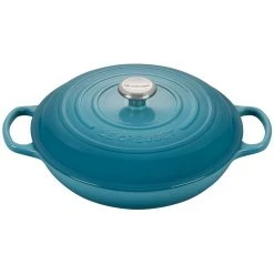 Buy ???? Le Creuset 3.5 Qt. Signature Enameled Cast Iron Braiser With Stainless Steel Knob | Caribbean Blue ⭐