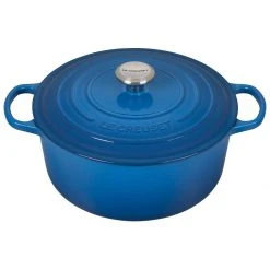 Best Pirce ⌛ Le Creuset 7.25 Qt. Round Signature Dutch Oven With Stainless Steel Knob | Marseille Blue ⭐