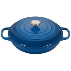 Best Pirce ???? Le Creuset 3.5 Qt. Signature Enameled Cast Iron Braiser With Stainless Steel Knob | Marseille Blue ⌛