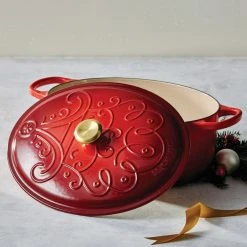 Best deal ???? Le Creuset 6.75 Qt. Oval Signature Dutch Oven | Noel (Cerise/Cherry Red) ✔️ -Le Creuset Shop rs12772 200716 lc noel square