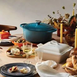Best Sale ???? Le Creuset 5.5 Qt. Round Signature Cast Iron Dutch Oven With Stainless Steel Knob | Deep Teal ???? -Le Creuset Shop rs12794 200716 lc thanksgivingtable ret